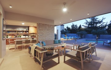 Modern villa with sea view and outdoor kitchen