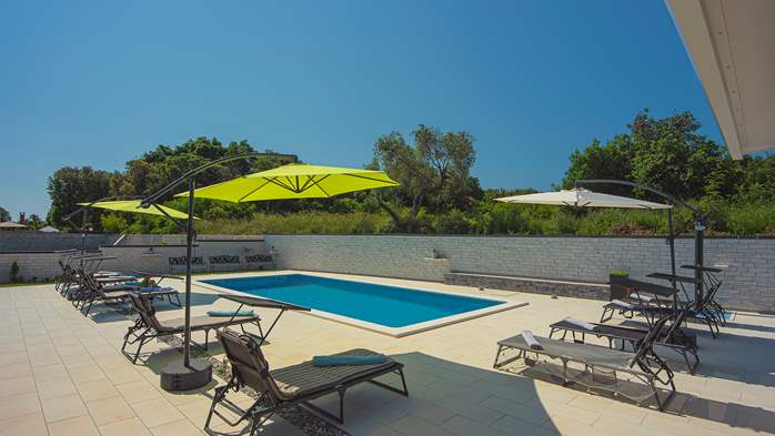 Modern villa in Štinjan offers a saltwater pool, Wi-Fi, BBQ, 10