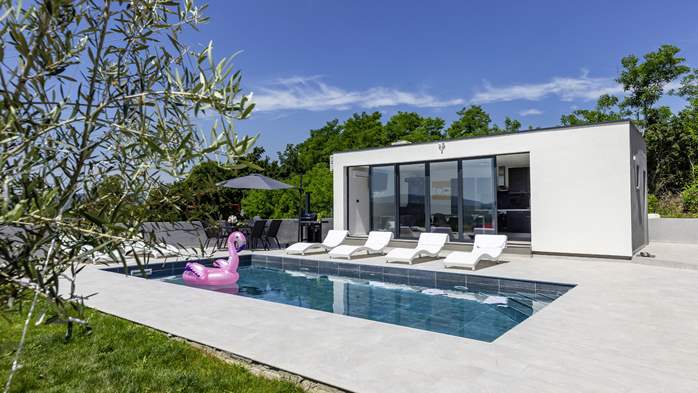 Villa moderna con piscina privata e cucina all'aperto con TV, 2