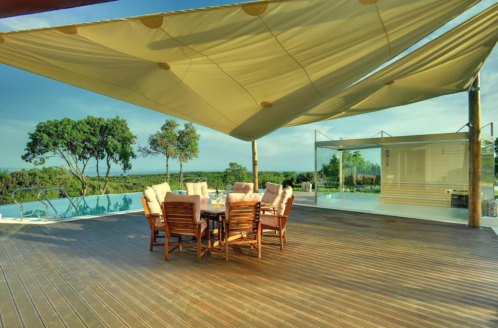 Villa with infinity pool, glass sauna,terrace and unique sea view