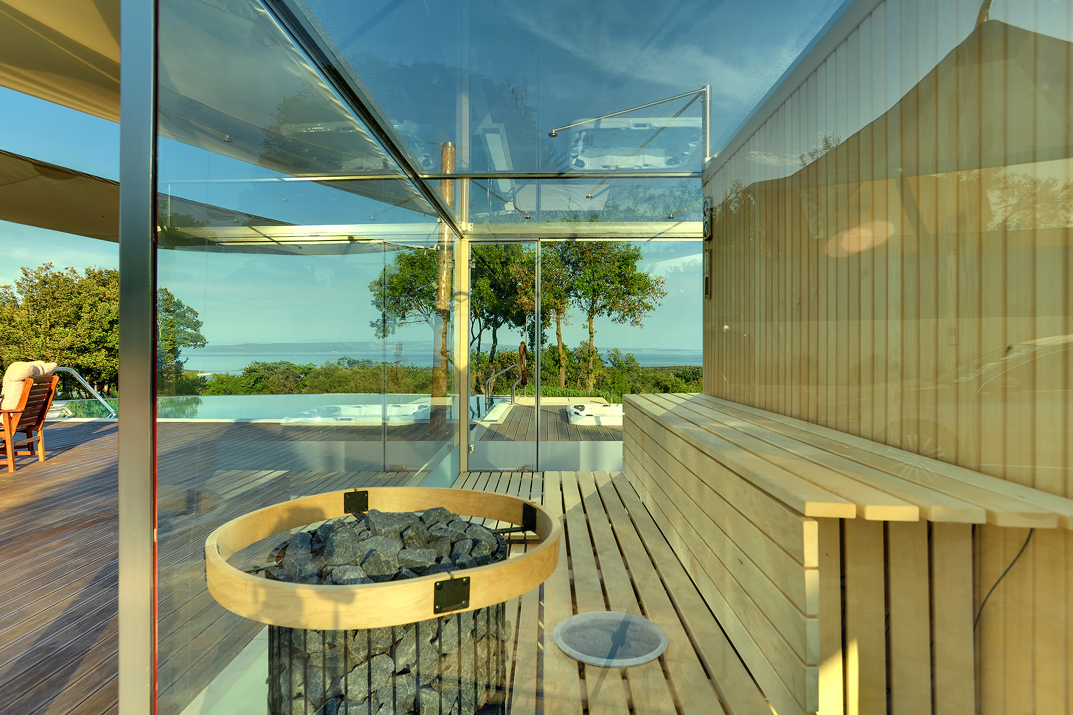 Villa with infinity pool, glass sauna,terrace and unique sea view