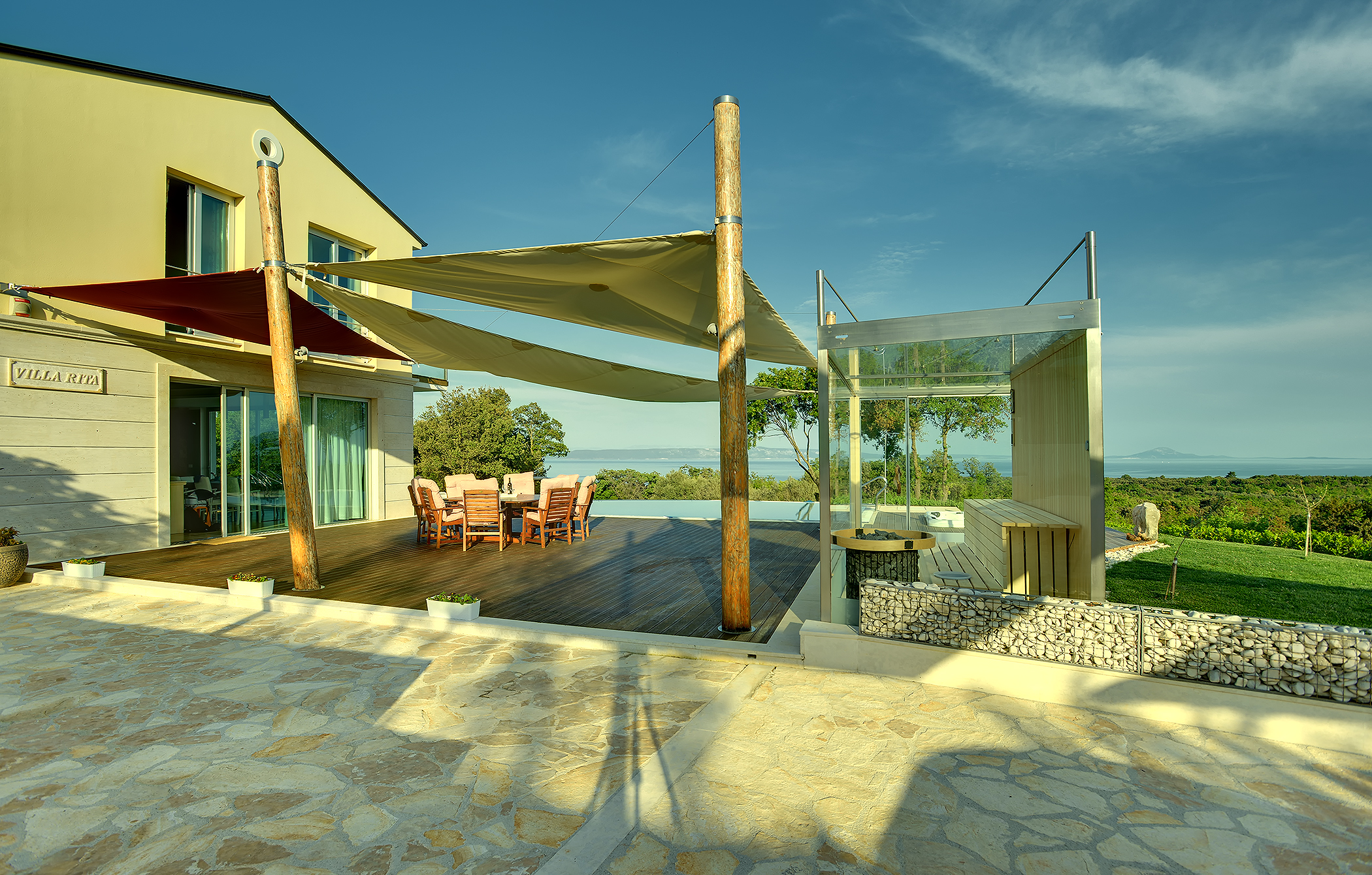 Villa with infinity pool, glass sauna,terrace and unique sea view