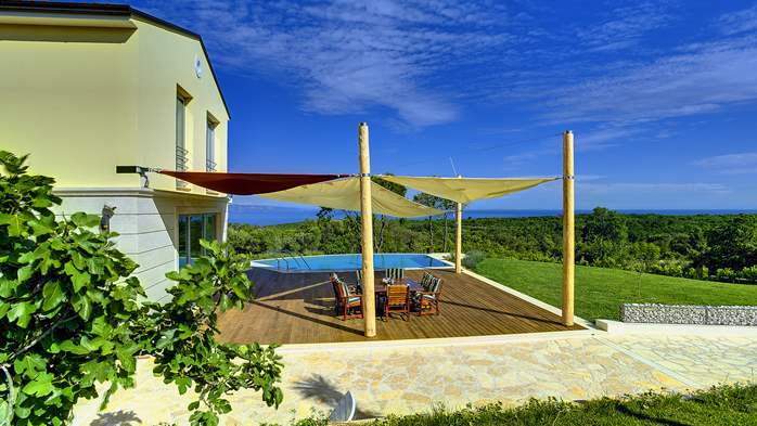 Villa mit Infinity-Pool, Glassauna, Terrasse und Meerblick, 8