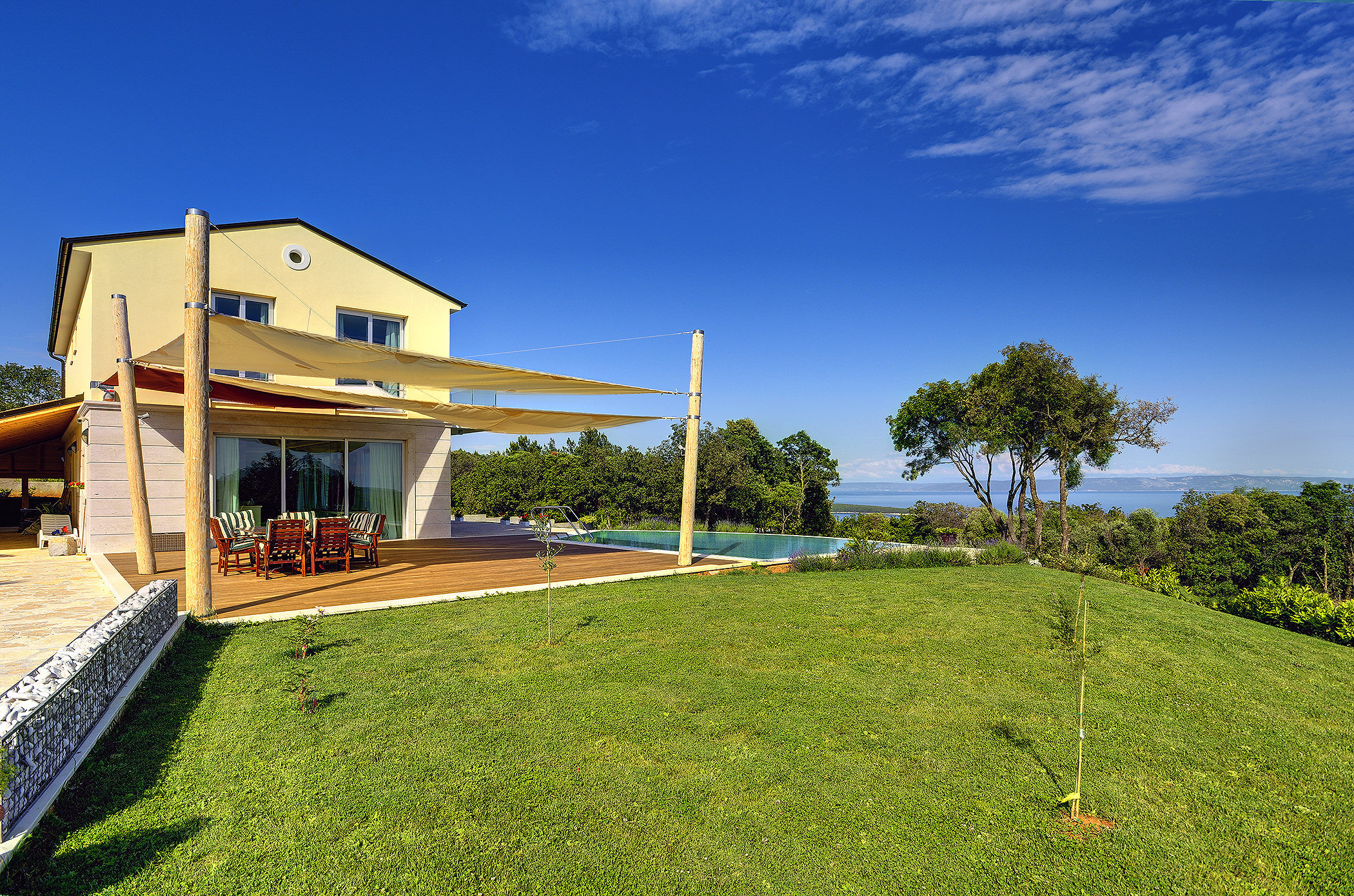 Villa with infinity pool, glass sauna,terrace and unique sea view