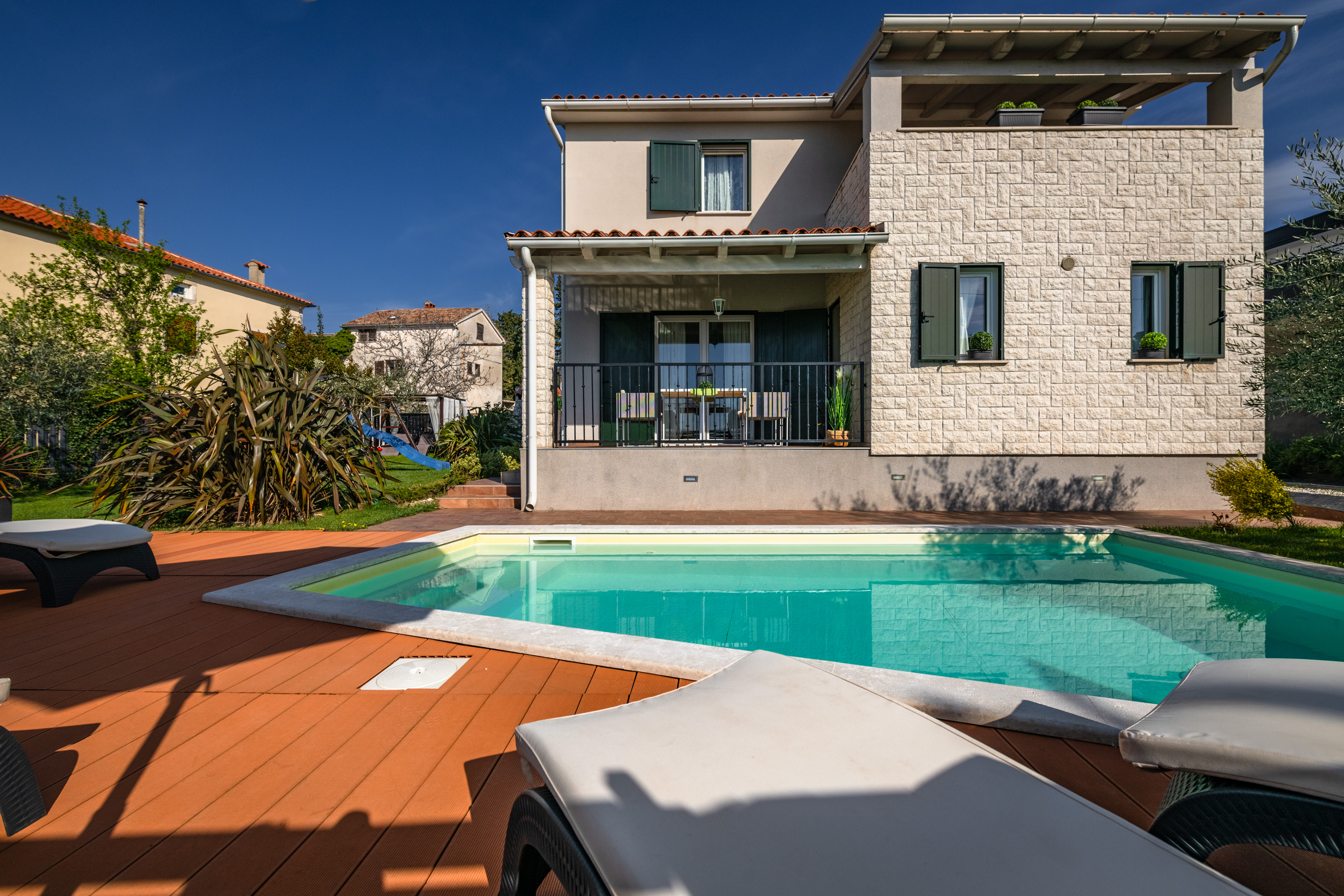 Rustical and charming villa in Krnica with pool, outdoor kitchen