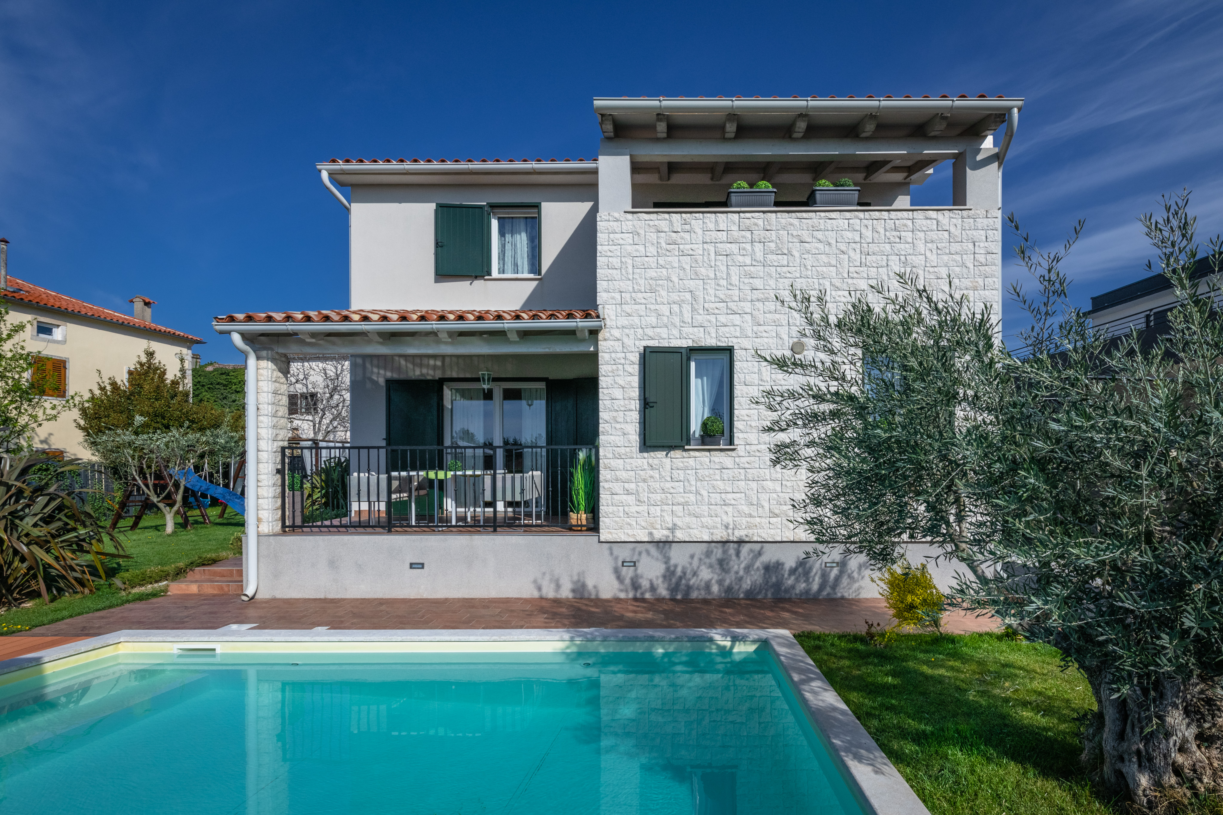 Rustical and charming villa in Krnica with pool, outdoor kitchen