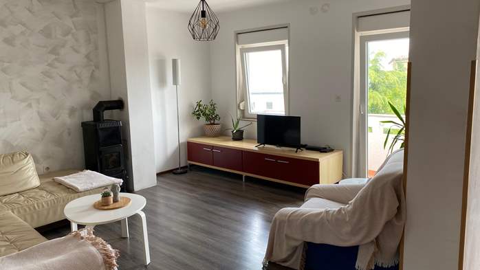 Spacious two storey apartment in Premantura, sea view balcony, 1